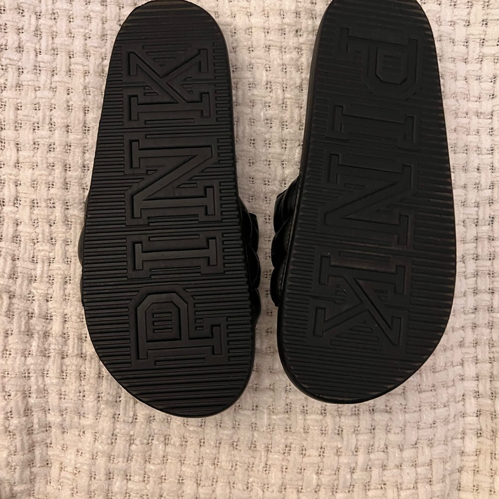 PINK Victoria's Secret Black Logo Slide Sandals - Picture 3 of 3